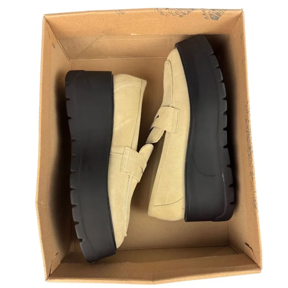 NEW Free People Women’s Loafer Nico Platform Cappuccino Suede‎ 39/8.5 Chunky Y2K